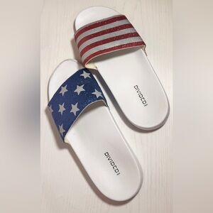 American Flag Glitter Slides